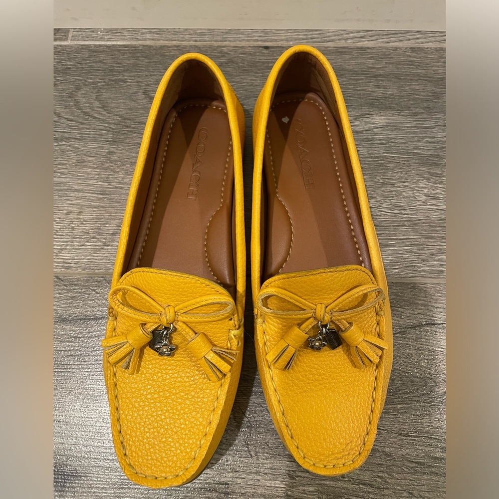 Coach yellow leather loafers